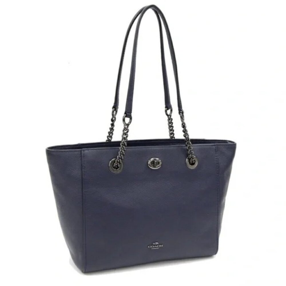 Like New Coach Edie Chain Leather Shoulder Bag Purse